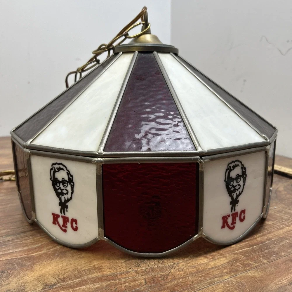 Vtg KFC Stained Glass Dining Table Hanging Lamp 13